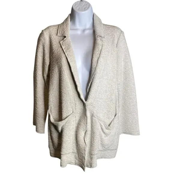 Eileen Fisher Women's Ivory Organic Linen Unstructured Blazer Size XS Oversized - Picture 1 of 12